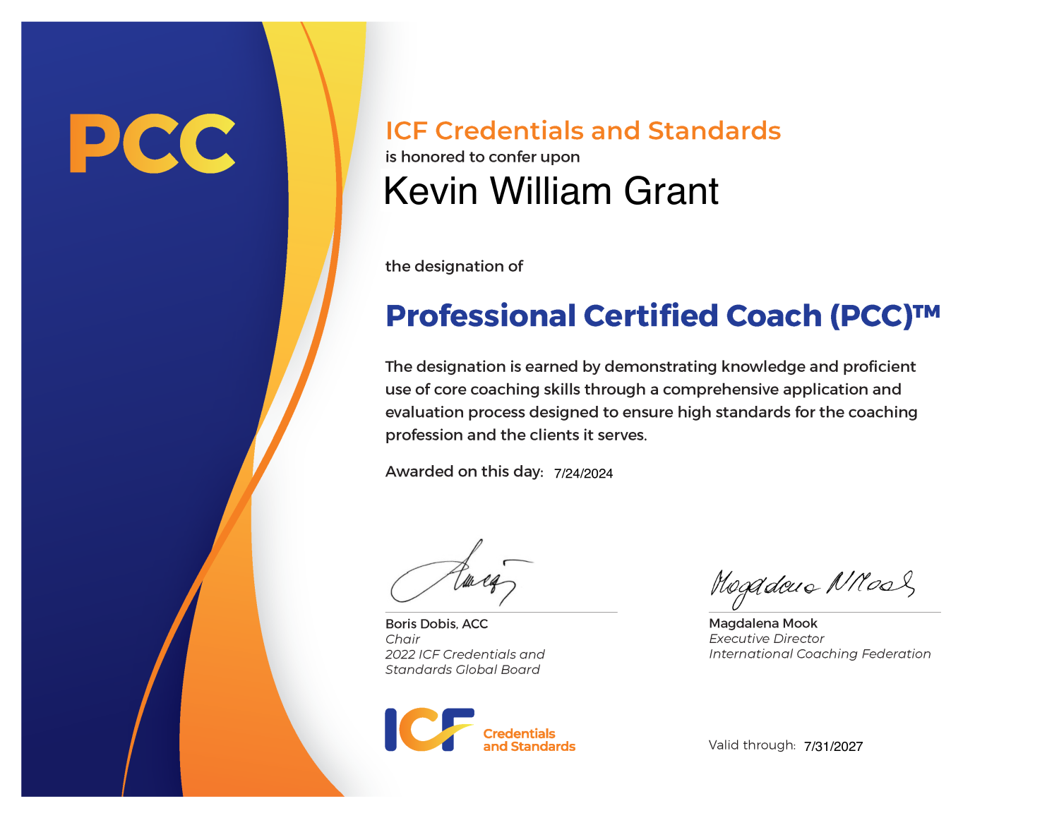 International Coaching Federation Certification- Certification ID: 009453474I